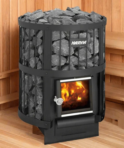 Harvia Legend 150 vedfyrt badstuovn – SET (inkl. pipekit, beskyttelse og stein)